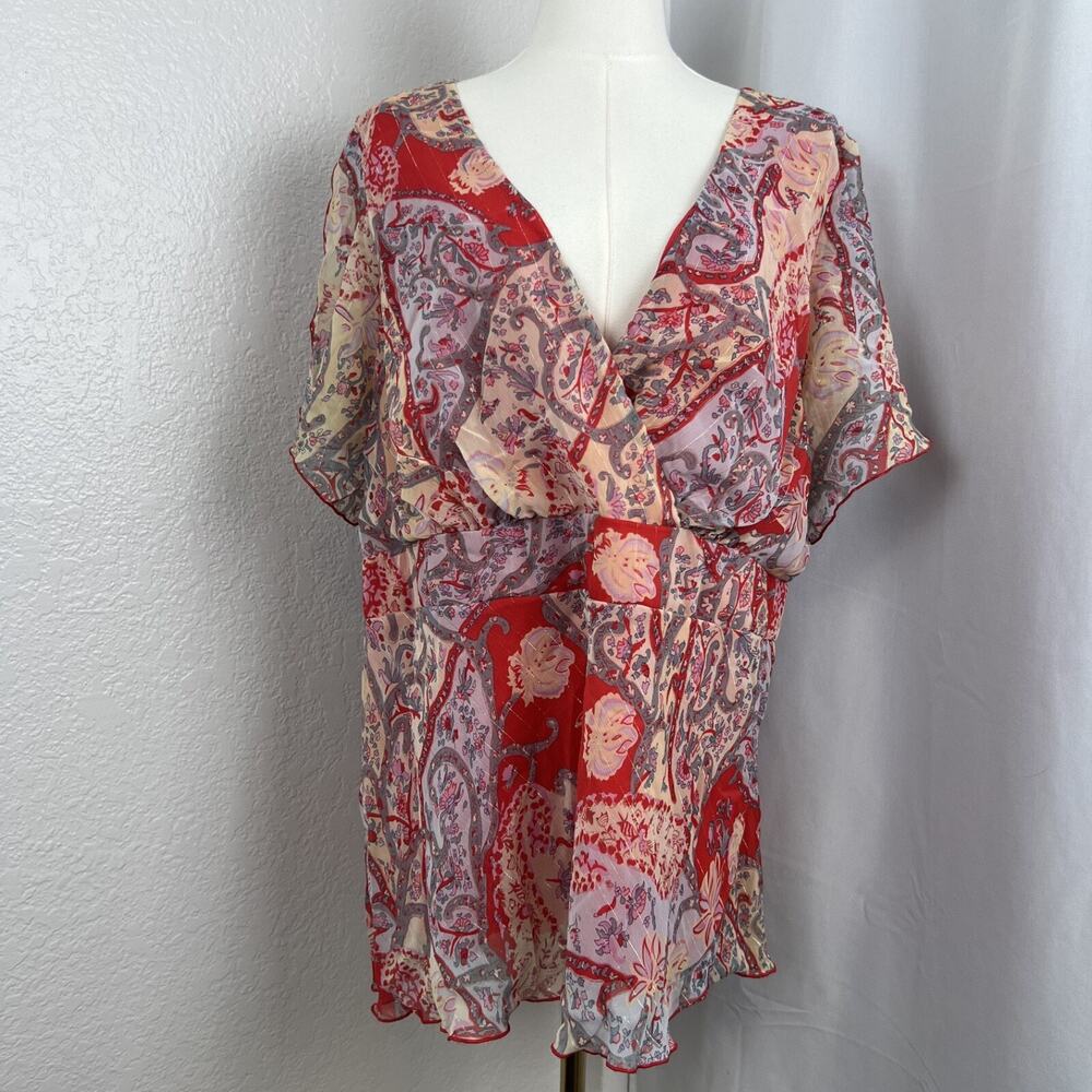 VTG Jonathan Martin Top Womens 24W Floral Babydoll Boho Festival Hippie‎ Fairy